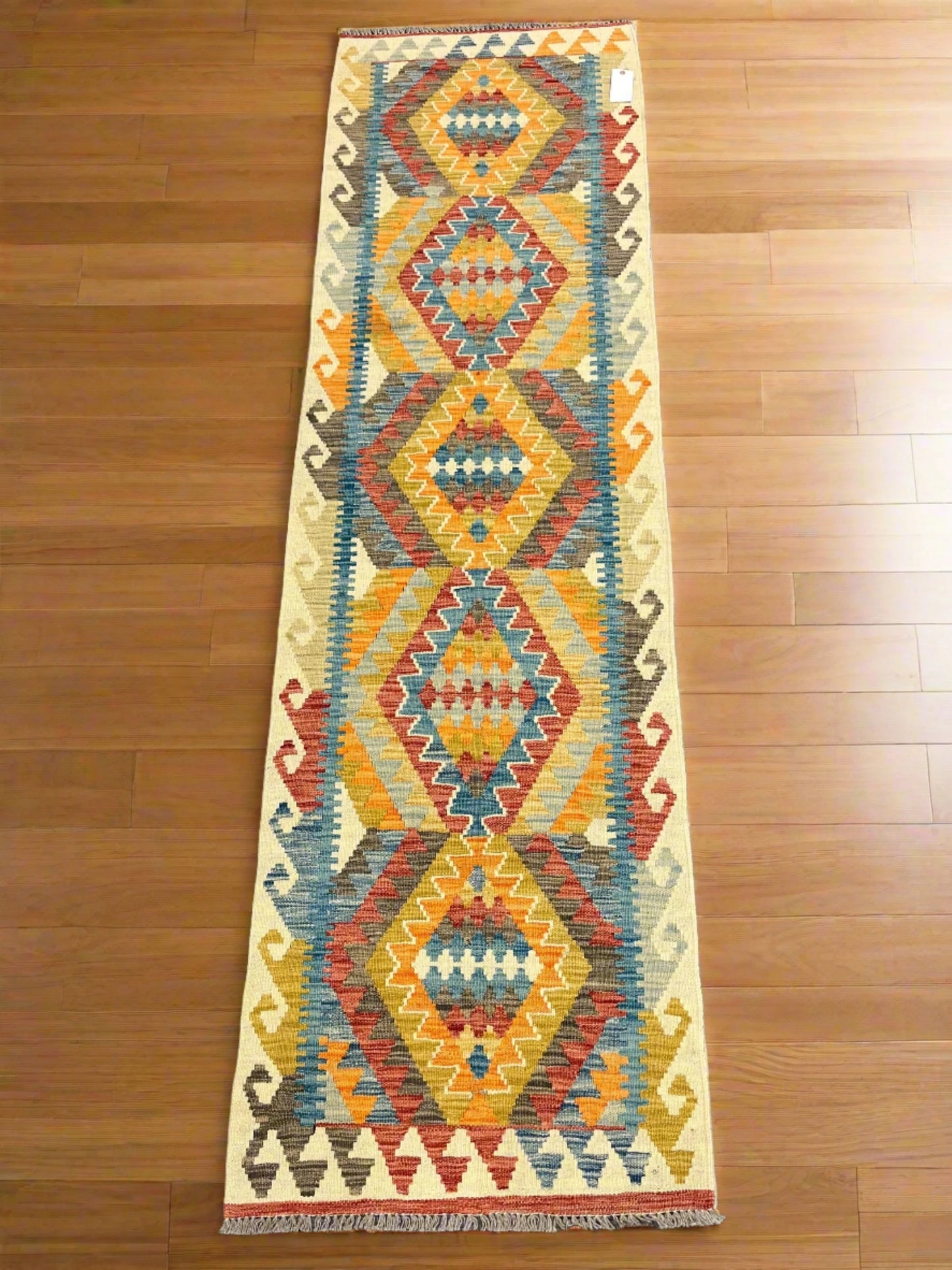 Flatweave Reversible Kilim 2' 6"X9' Multicolor Wool Rug # 13548