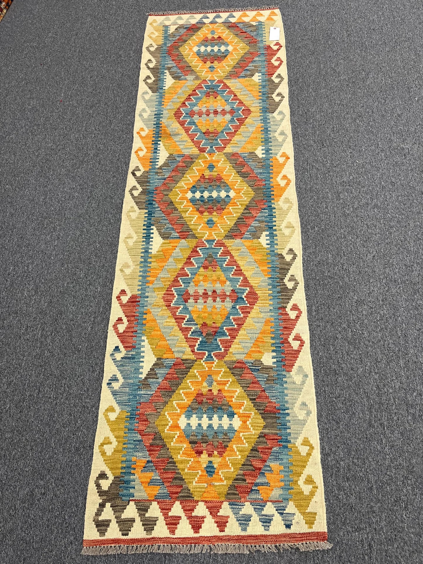 Flatweave Reversible Kilim 2' 6"X9' Multicolor Wool Rug # 13548