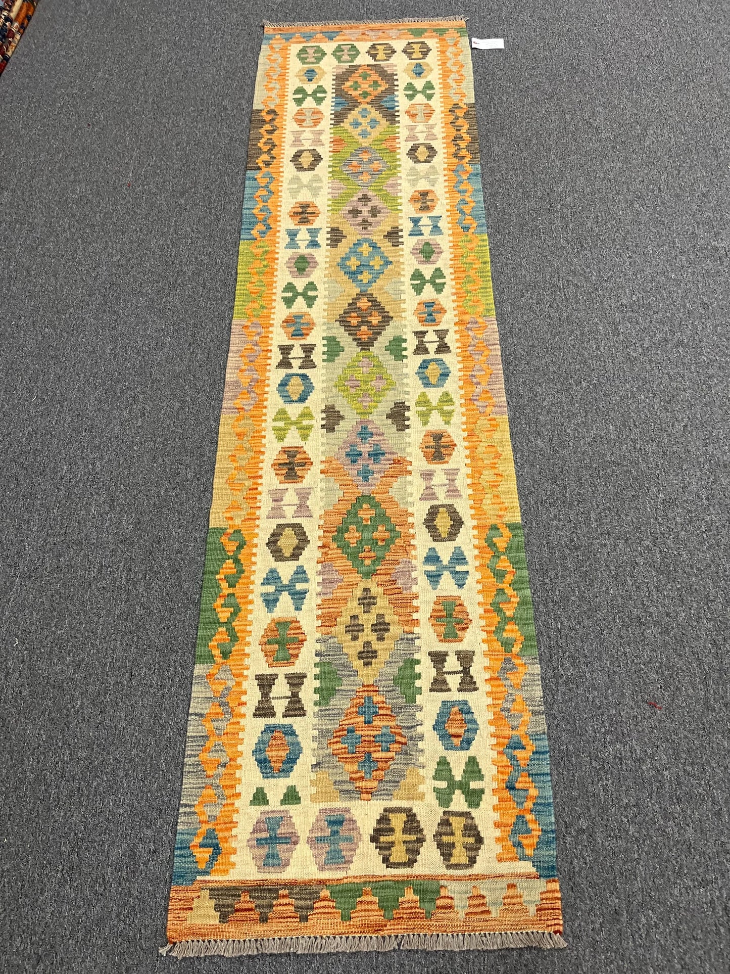 Flatweave Reversible Kilim 2' 7"X9' Multicolor Wool Rug # 13542