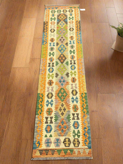 Flatweave Reversible Kilim 2' 7"X9' Multicolor Wool Rug # 13542