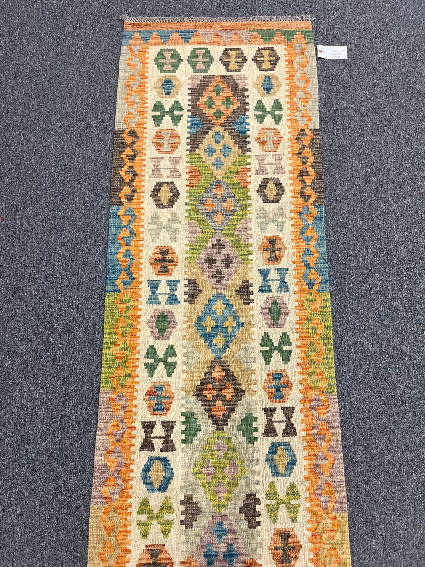 Flatweave Reversible Kilim 2' 7"X9' Multicolor Wool Rug # 13542