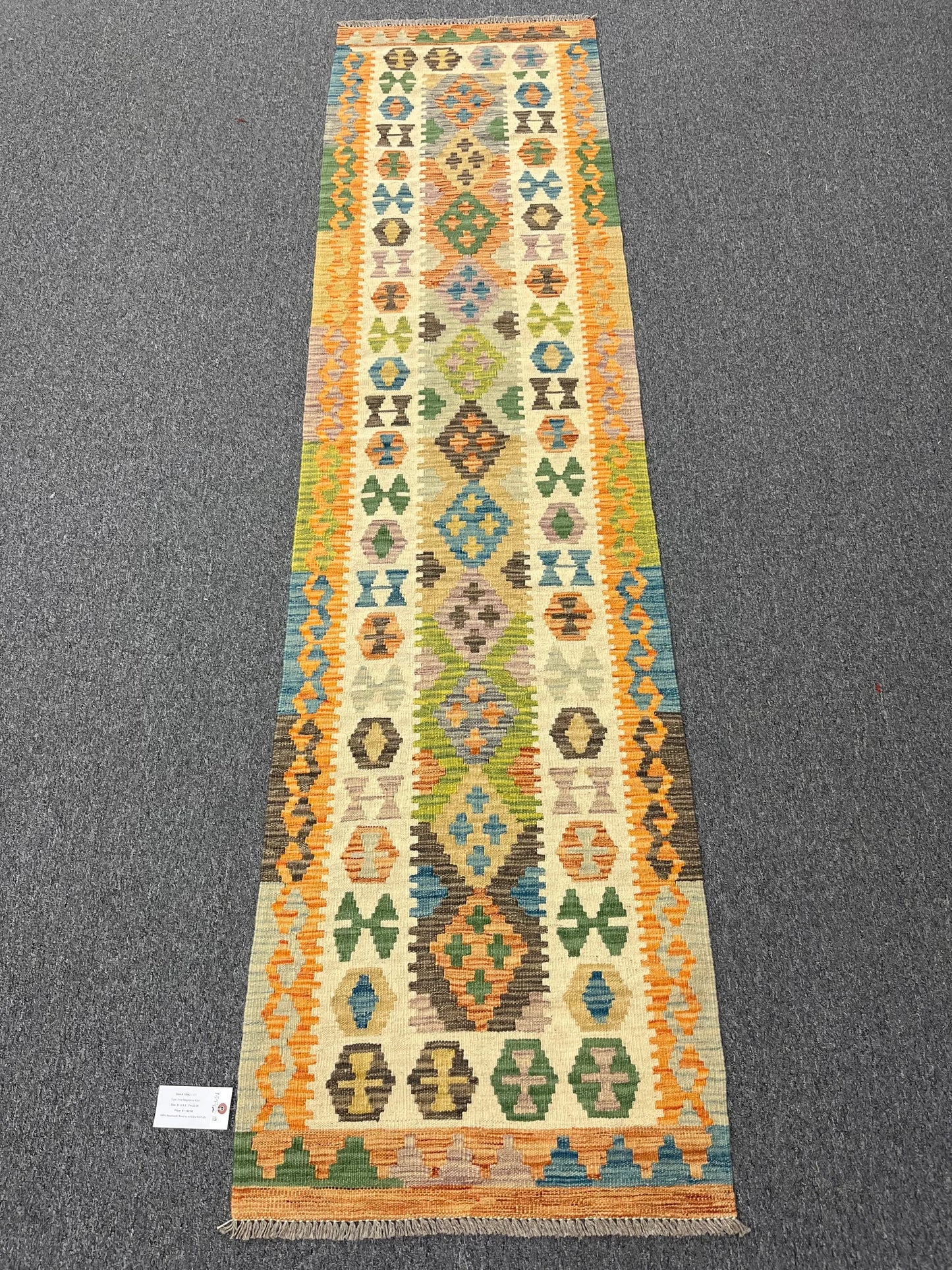 Flatweave Reversible Kilim 2' 7"X9' Multicolor Wool Rug # 13542