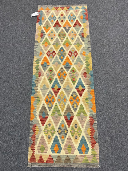 Flatweave Reversible Kilim 2' 5"X7' Multicolor Wool Rug # 13547