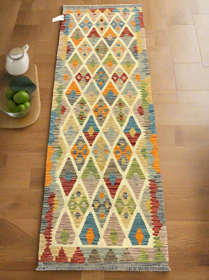 Flatweave Reversible Kilim 2' 5"X7' Multicolor Wool Rug # 13547