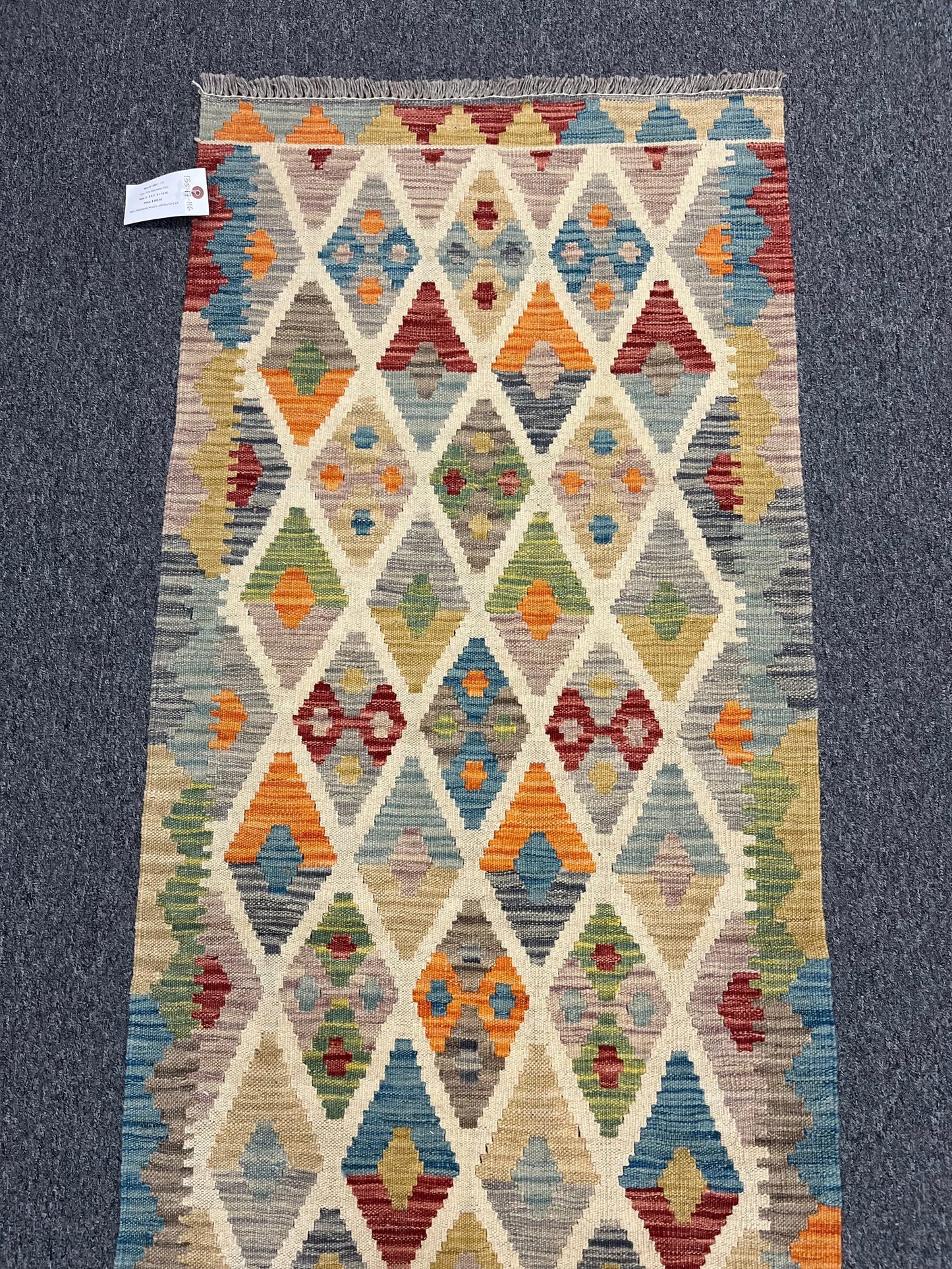 Flatweave Reversible Kilim 2' 5"X7' Multicolor Wool Rug # 13547