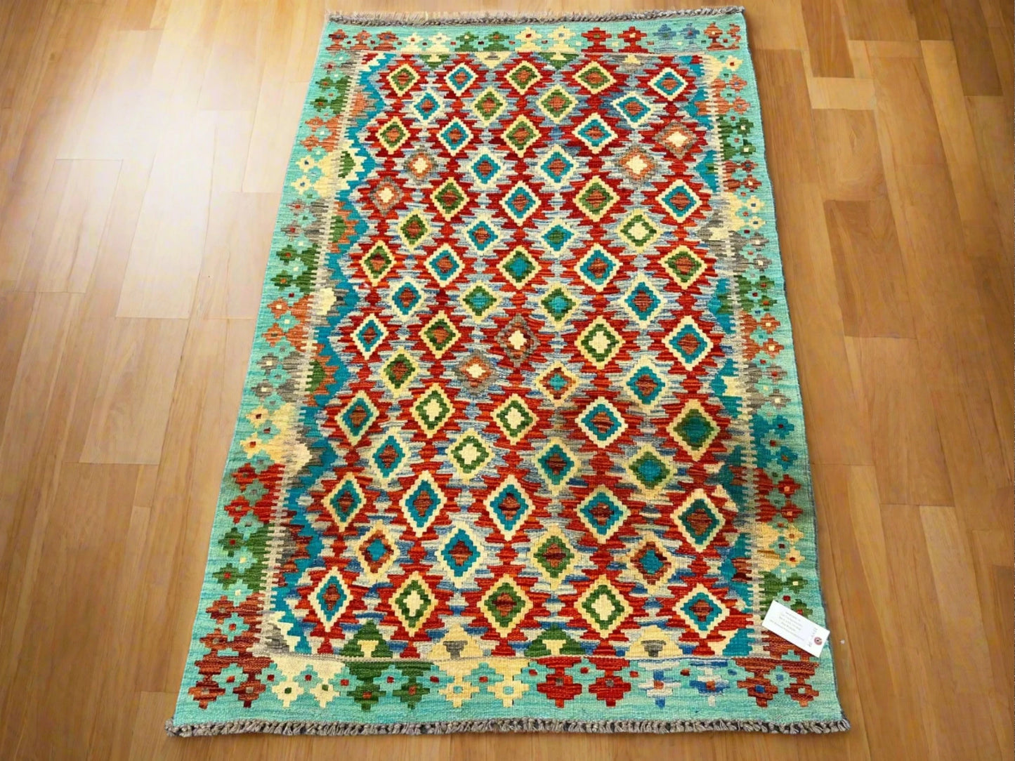 Kilim 4X6 Flat Weave Reversible Multicolor Wool Rug # 13510