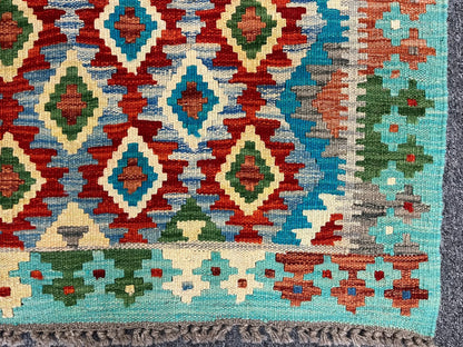 Kilim 4X6 Flat Weave Reversible Multicolor Wool Rug # 13510