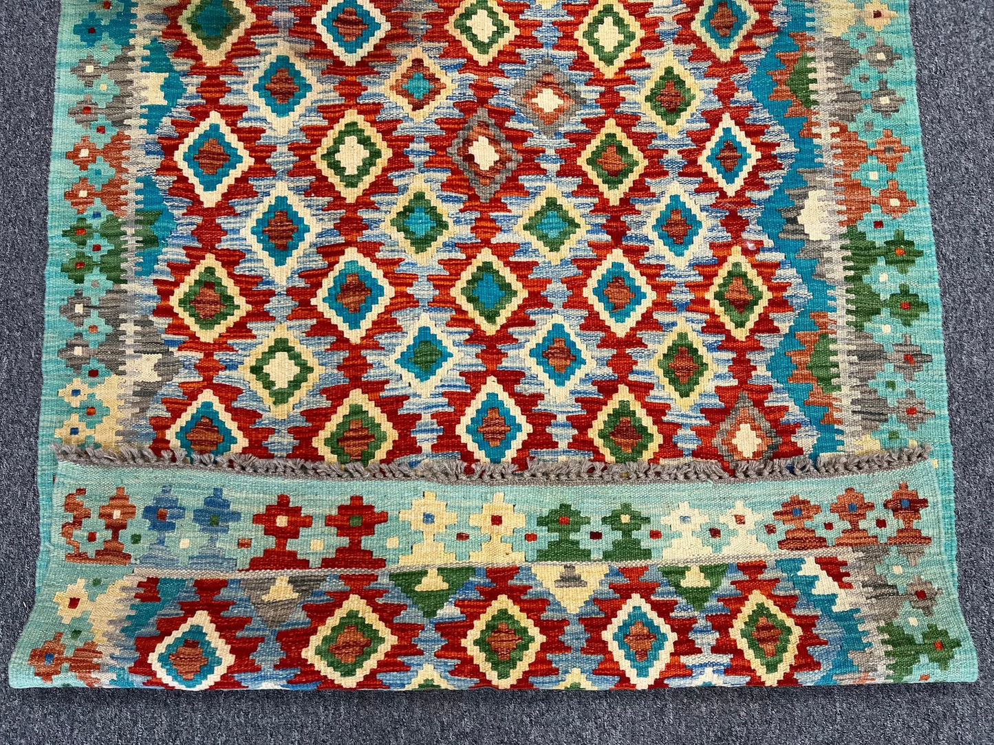 Kilim 4X6 Flat Weave Reversible Multicolor Wool Rug # 13510