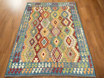 Kilim 6X8 Flatweave Reversible Multicolor Wool Rug # 13560