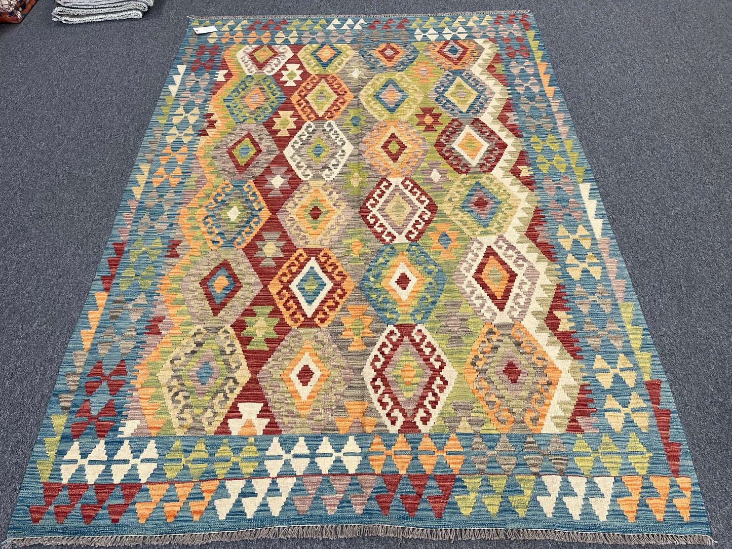 Kilim 6X8 Flatweave Reversible Multicolor Wool Rug # 13560