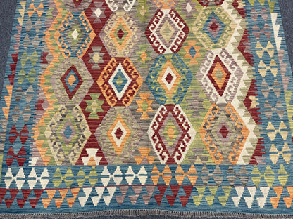 Kilim 6X8 Flatweave Reversible Multicolor Wool Rug # 13560