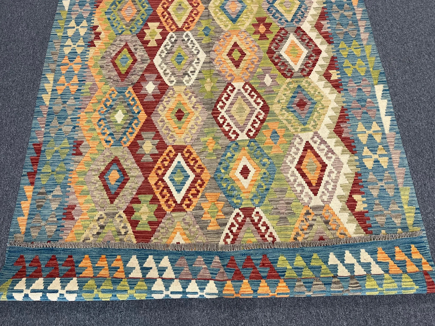 Kilim 6X8 Flatweave Reversible Multicolor Wool Rug # 13560