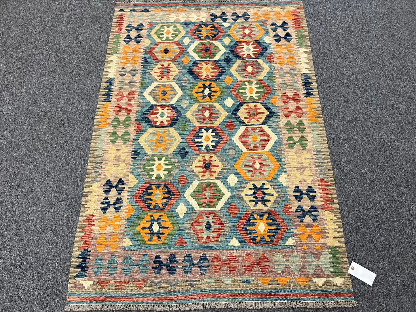 Kilim 4X6 Flat Weave Reversible Multicolor Wool Rug # 13500