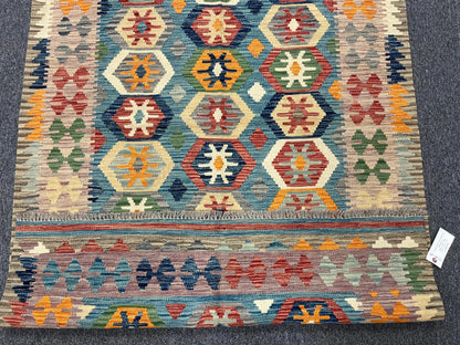 Kilim 4X6 Flat Weave Reversible Multicolor Wool Rug # 13500