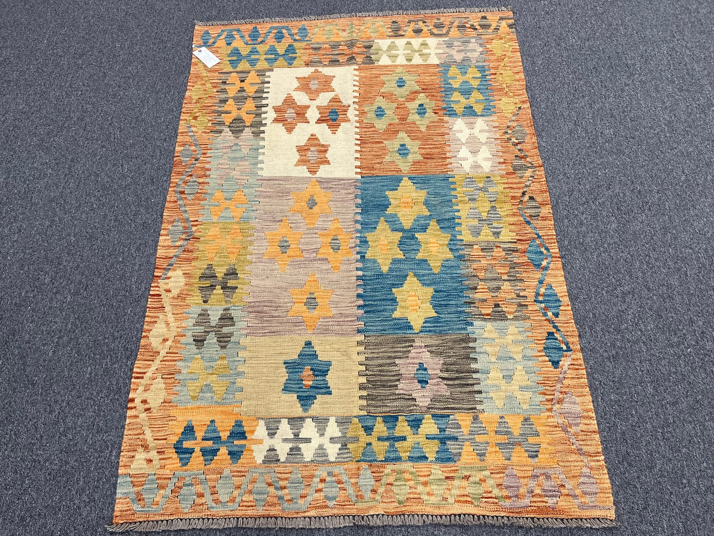 Kilim 4X6 Flat Weave Reversible Multicolor Wool Rug # 13498