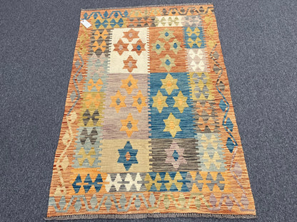 Kilim 4X6 Flat Weave Reversible Multicolor Wool Rug # 13498