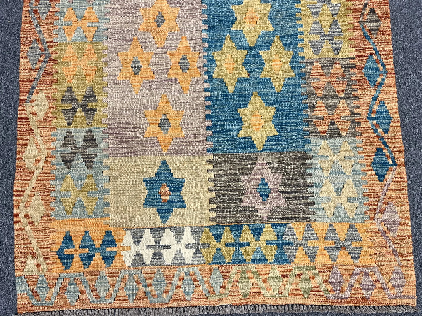 Kilim 4X6 Flat Weave Reversible Multicolor Wool Rug # 13498