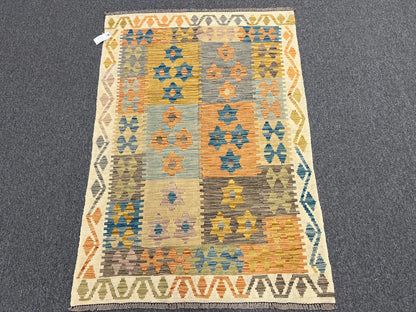 Kilim 4X6 Flat Weave Reversible Multicolor Wool Rug # 13497