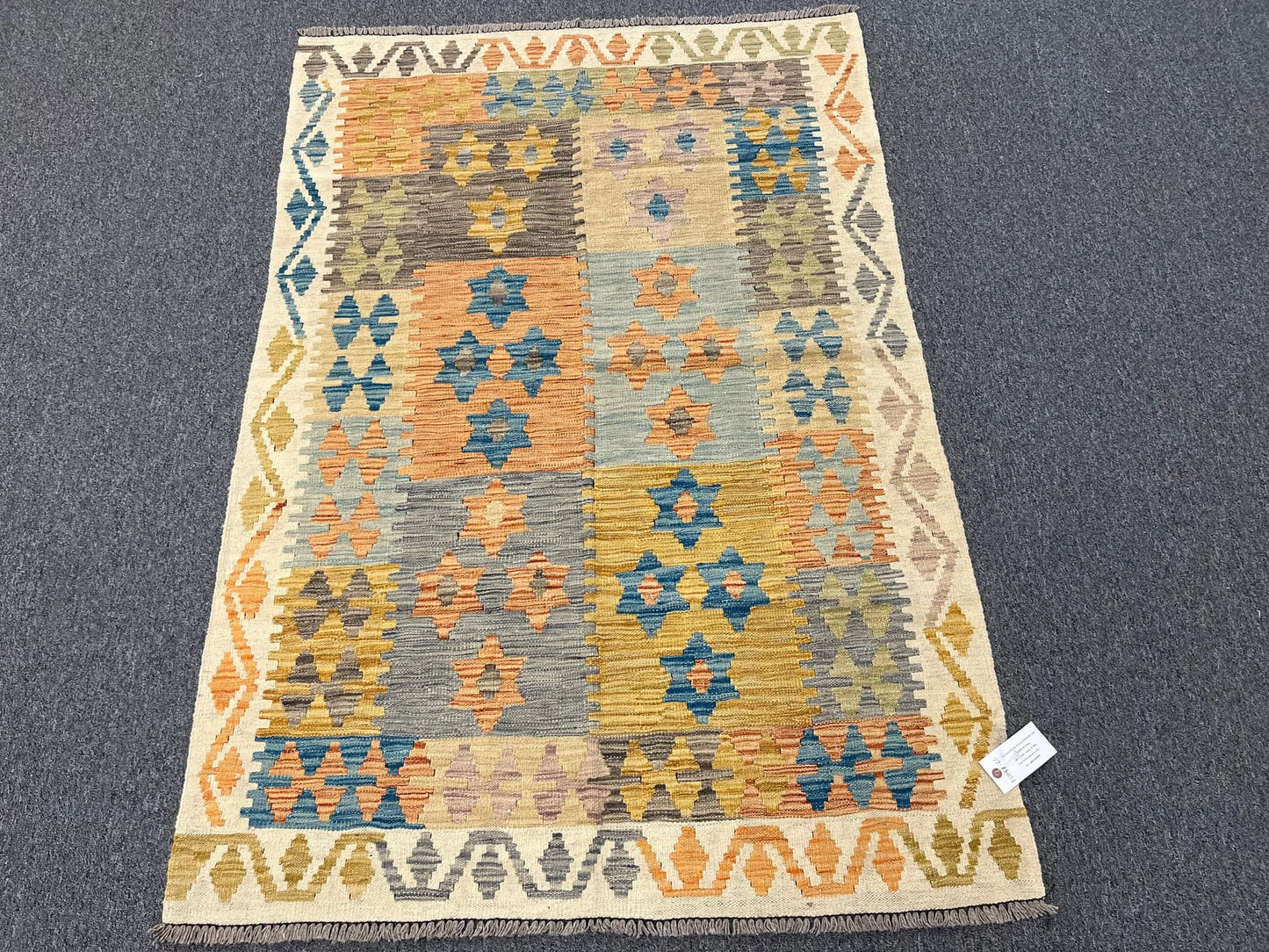 Kilim 4X6 Flat Weave Reversible Multicolor Wool Rug # 13497