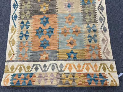 Kilim 4X6 Flat Weave Reversible Multicolor Wool Rug # 13497