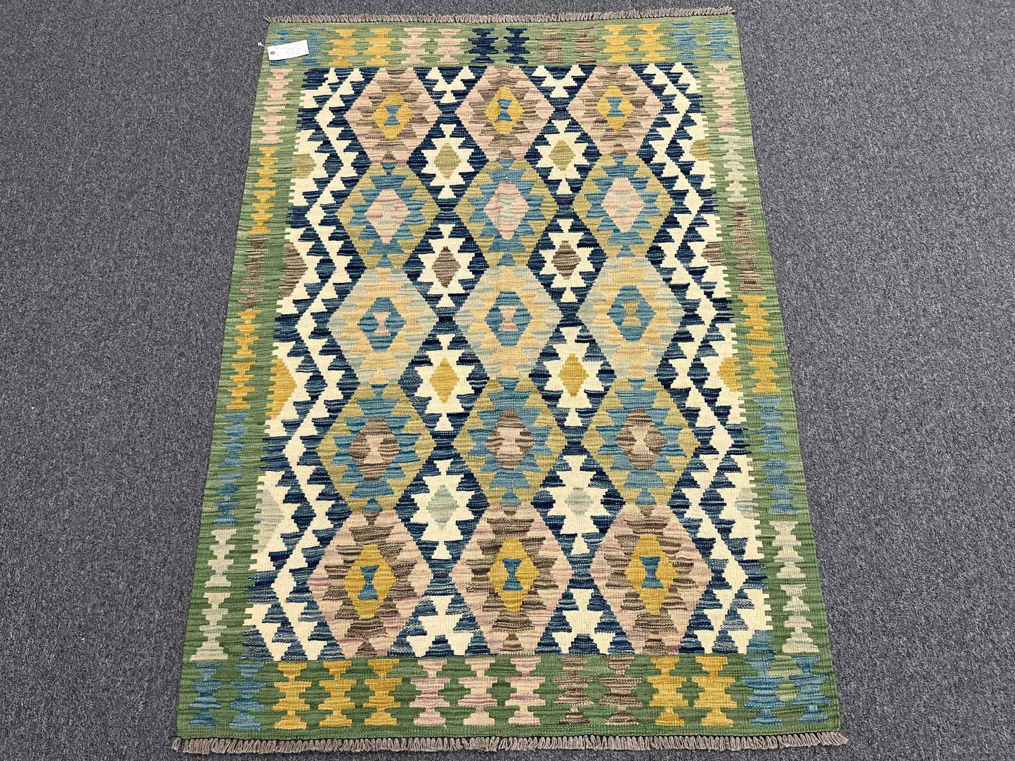 Kilim 4X6 Flat Weave Reversible Multicolor Wool Rug # 13495