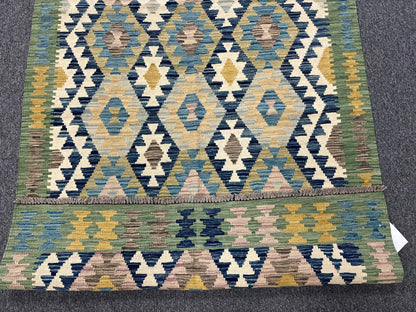 Kilim 4X6 Flat Weave Reversible Multicolor Wool Rug # 13495