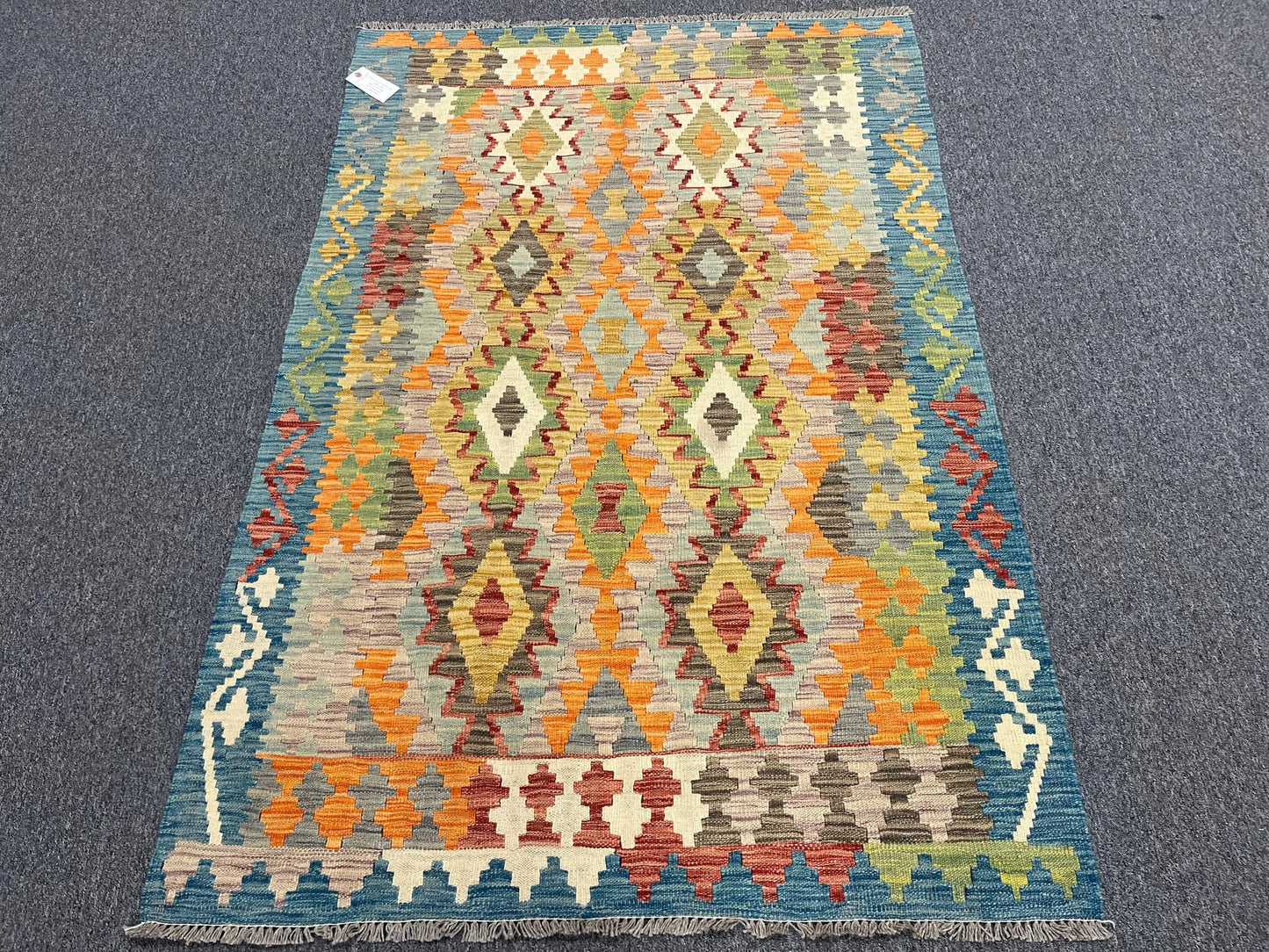 Kilim 4X6 Flat Weave Reversible Multicolor Wool Rug # 13494