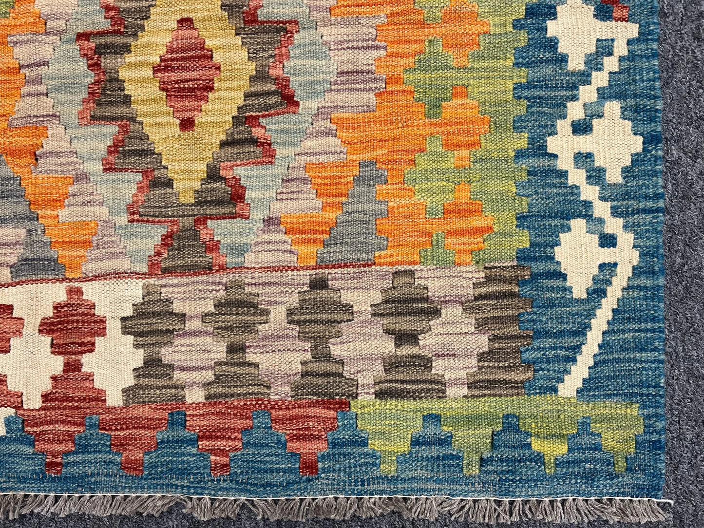 Kilim 4X6 Flat Weave Reversible Multicolor Wool Rug # 13494