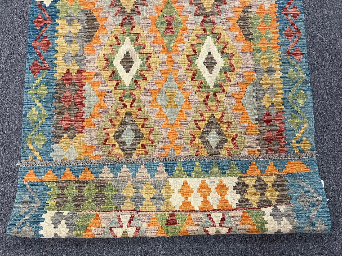 Kilim 4X6 Flat Weave Reversible Multicolor Wool Rug # 13494