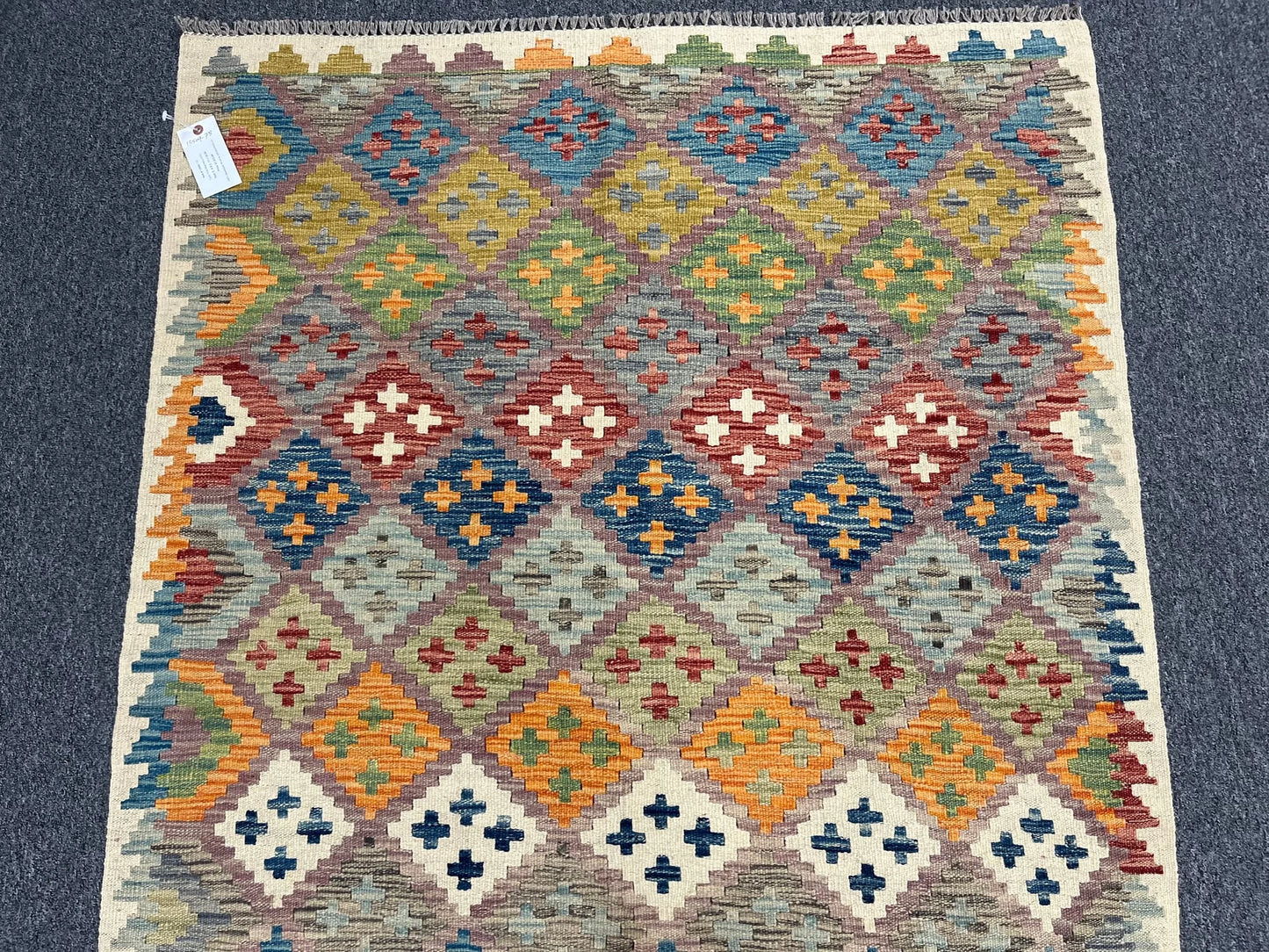 Kilim 4X6 Flat Weave Reversible Multicolor Wool Rug # 13509