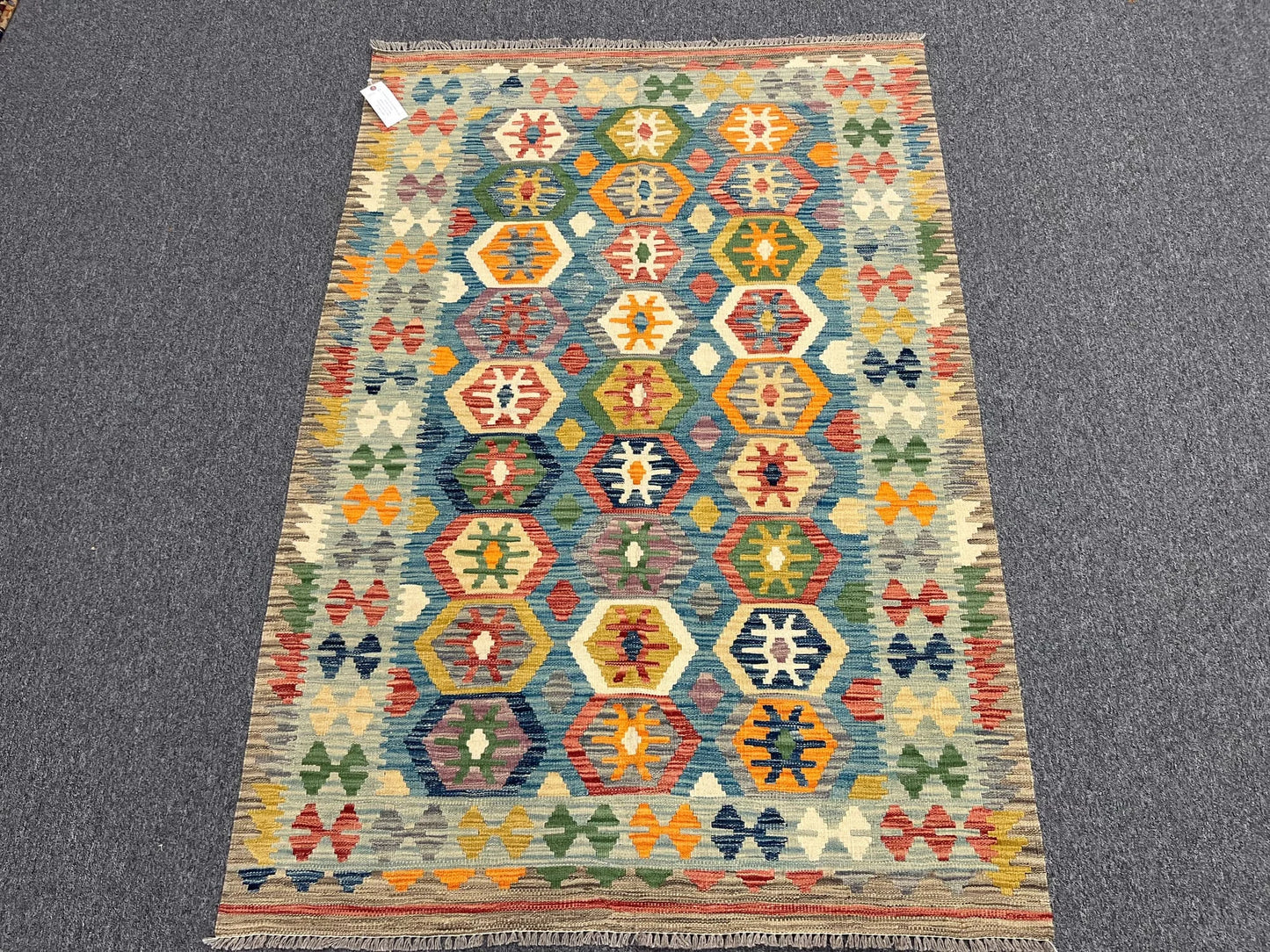 Kilim 4X6 Flat Weave Reversible Multicolor Wool Rug # 13511