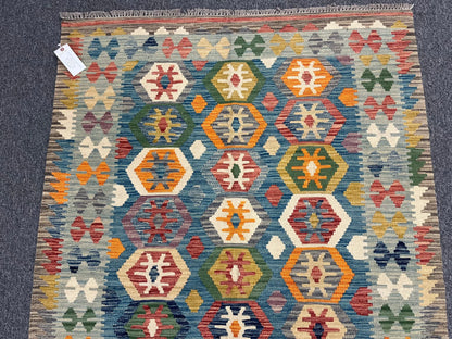 Kilim 4X6 Flat Weave Reversible Multicolor Wool Rug # 13511