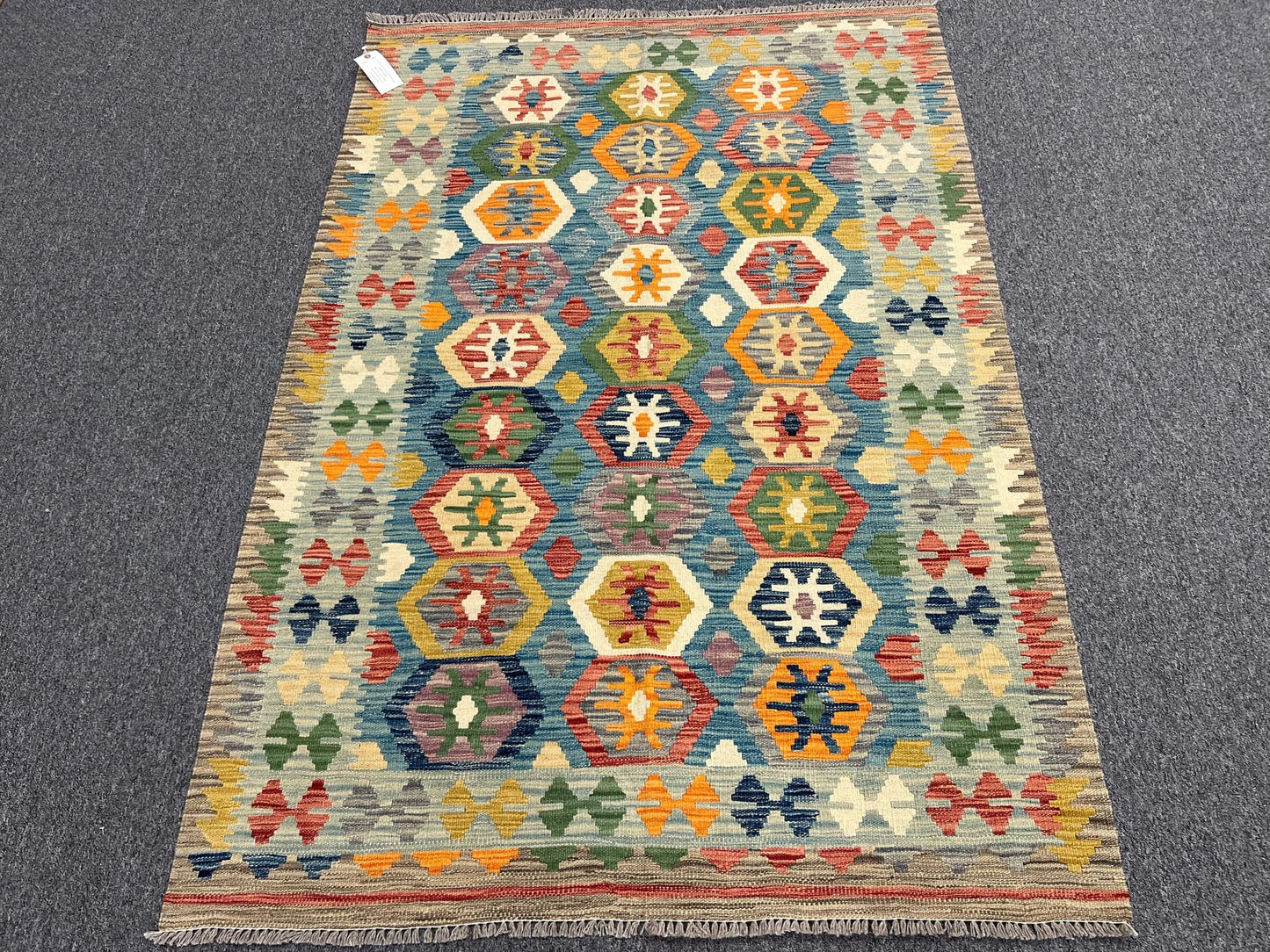 Kilim 4X6 Flat Weave Reversible Multicolor Wool Rug # 13511