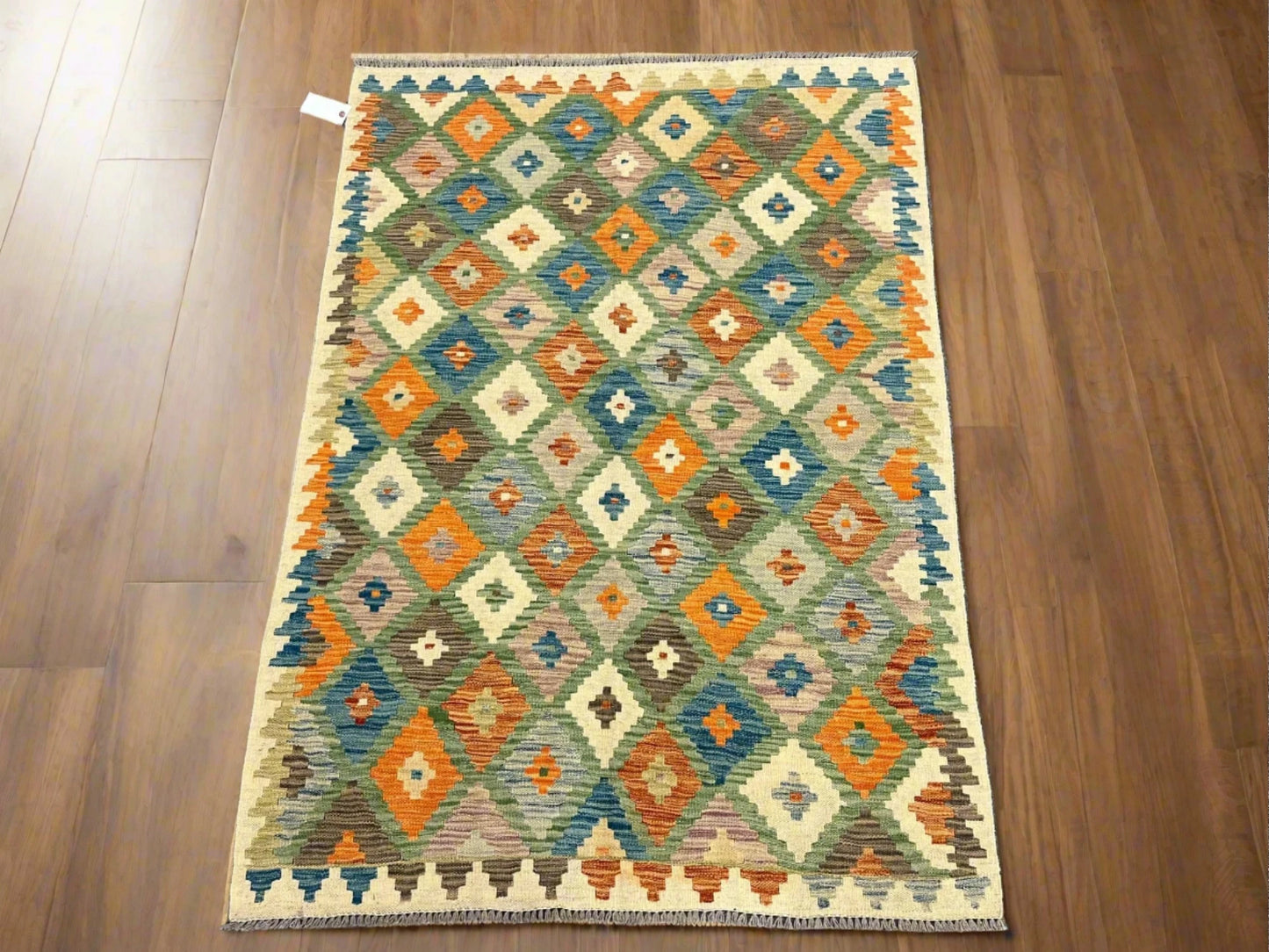 Kilim 4X6 Flat Weave Reversible Multicolor Wool Rug # 13505