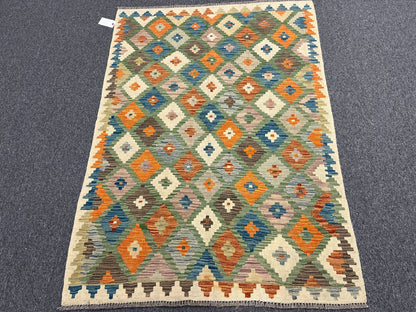 Kilim 4X6 Flat Weave Reversible Multicolor Wool Rug # 13505