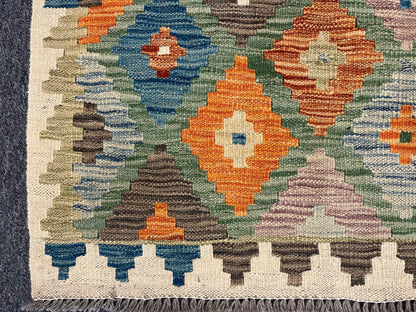 Kilim 4X6 Flat Weave Reversible Multicolor Wool Rug # 13505