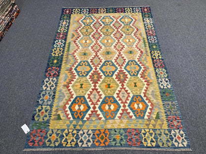 Kilim 6X9 Flatweave Reversible Multicolor Wool Rug # 13556