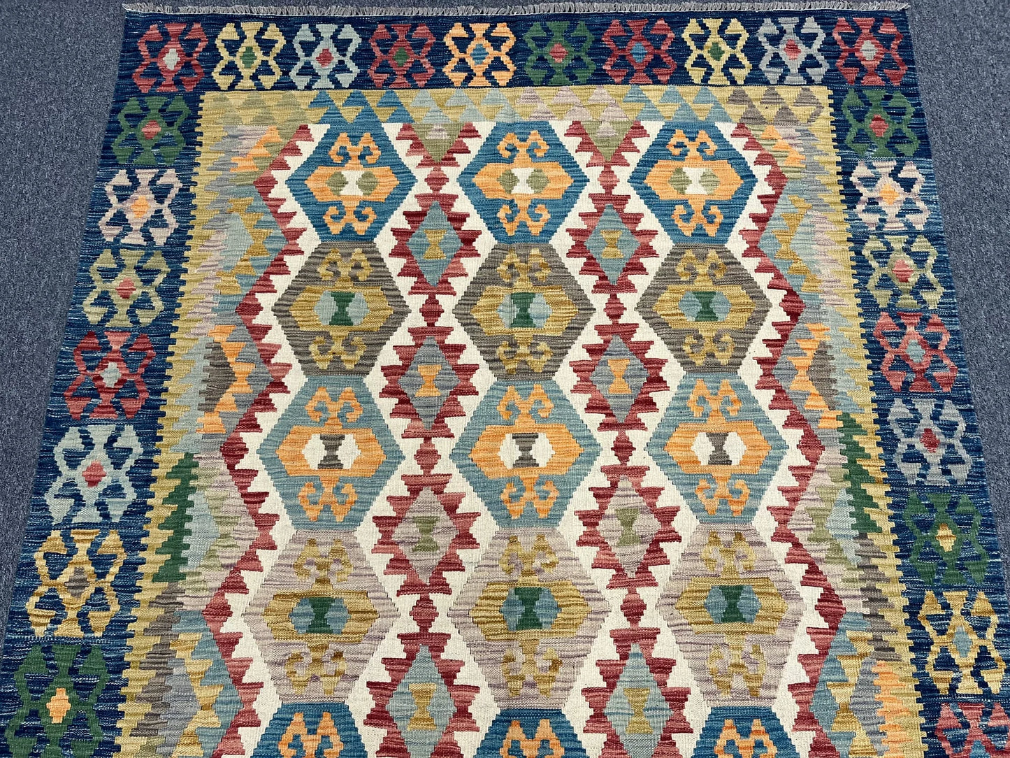 Kilim 6X9 Flatweave Reversible Multicolor Wool Rug # 13556