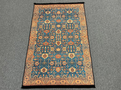 Light Blue Machine Washable Area Rug