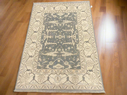 Oushak Ivory/Gray 5X7 Handmade Wool Rug # 11550