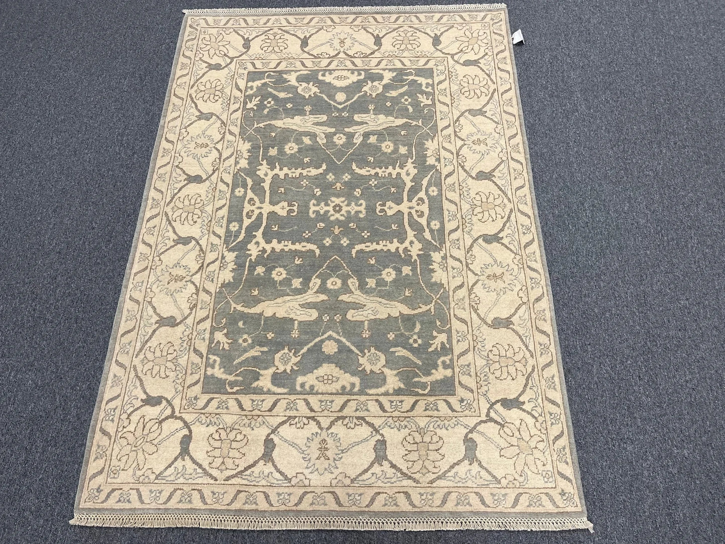 Oushak Ivory/Gray 5X7 Handmade Wool Rug # 11550