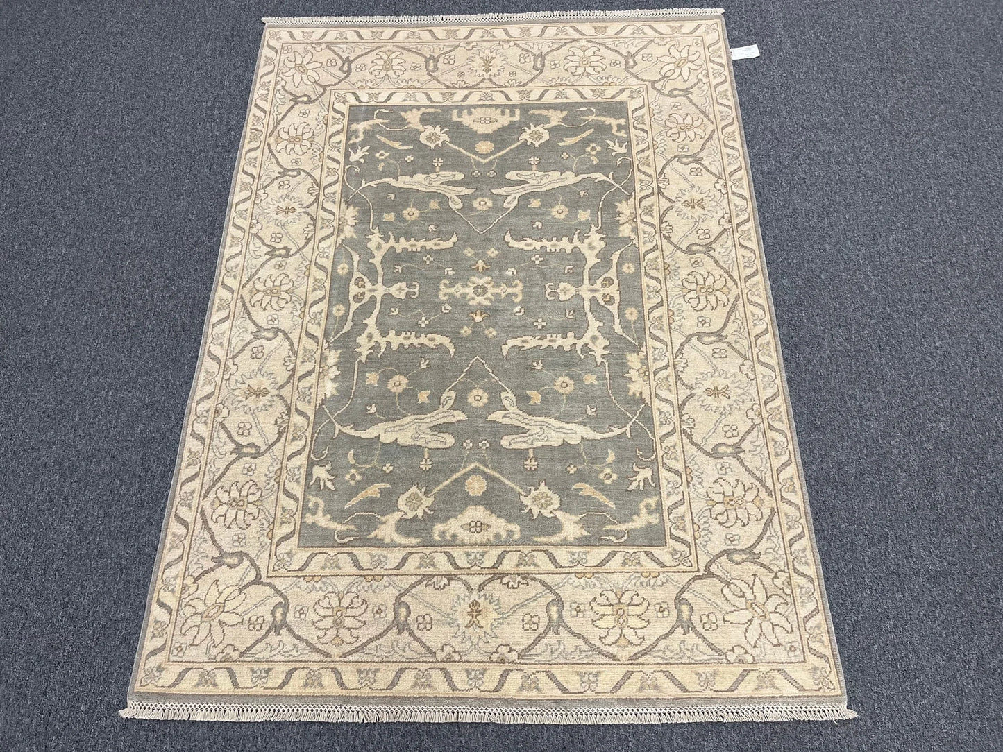 Oushak Ivory/Gray 5X7 Handmade Wool Rug # 11557