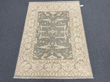 Oushak Ivory/Gray 5X7 Handmade Wool Rug # 11557