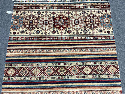 Khorjin Multicolor 5X7 Handmade Wool Rug # 11287