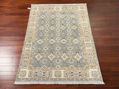 Oushak Ivory/Gray 5X7 Handmade Wool Rug # 11847