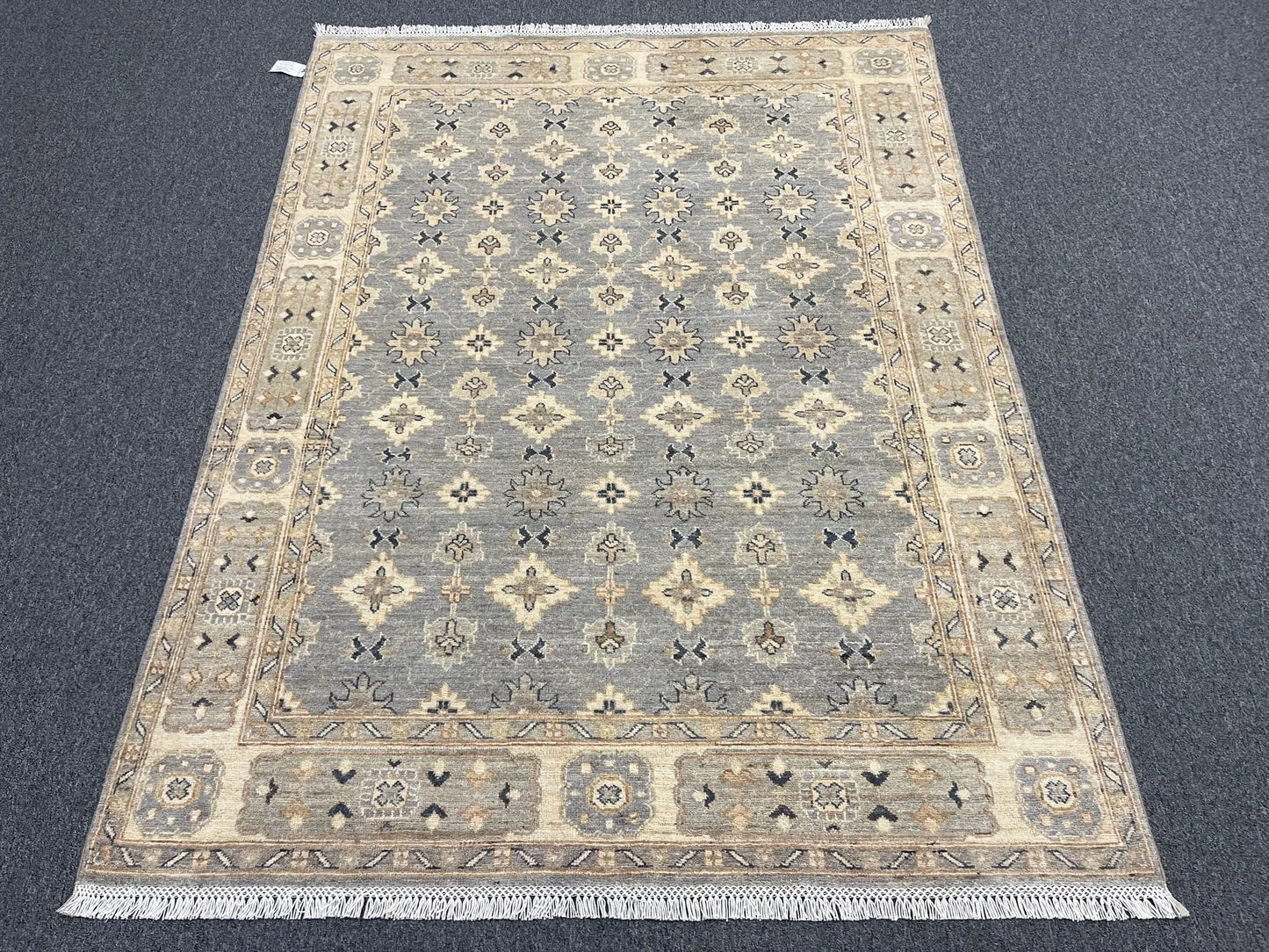 Oushak Ivory/Gray 5X7 Handmade Wool Rug # 11847