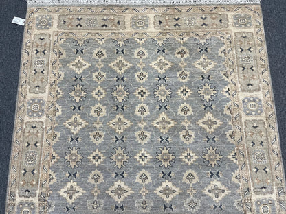 Oushak Ivory/Gray 5X7 Handmade Wool Rug # 11847