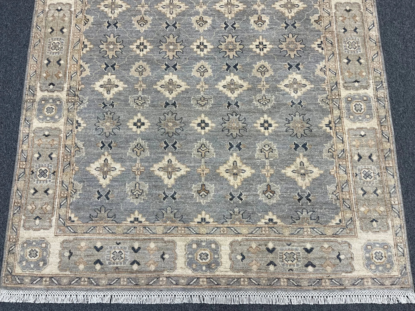 Oushak Ivory/Gray 5X7 Handmade Wool Rug # 11847