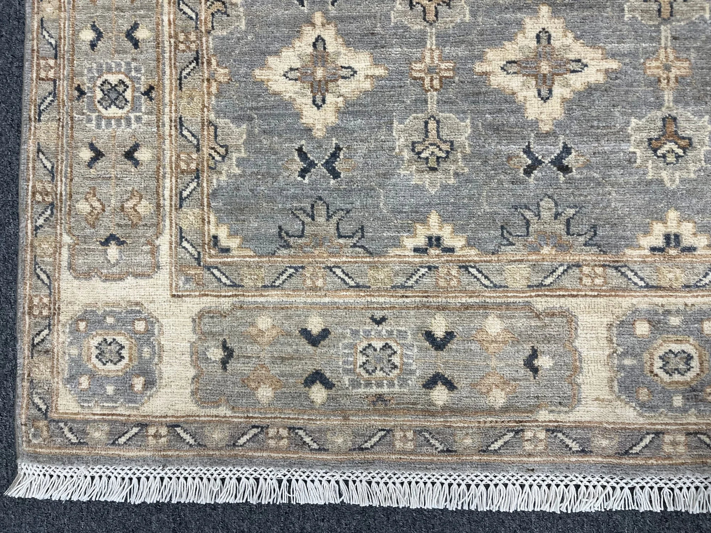 Oushak Ivory/Gray 5X7 Handmade Wool Rug # 11847