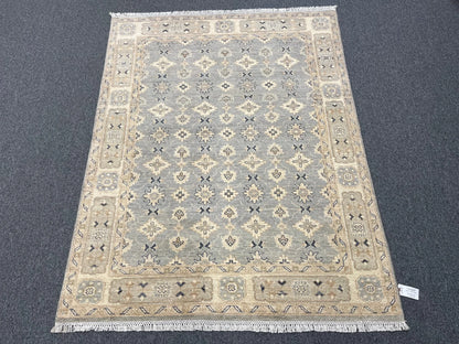 Oushak Ivory/Gray 5X7 Handmade Wool Rug # 11847